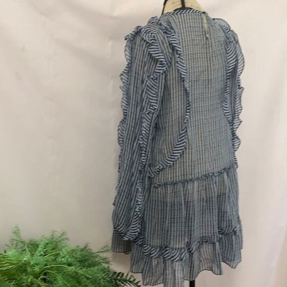 BCBGMAXARAZIA RUFFLE‎ SHEER DRESS SIZE L - Picture 2 of 6